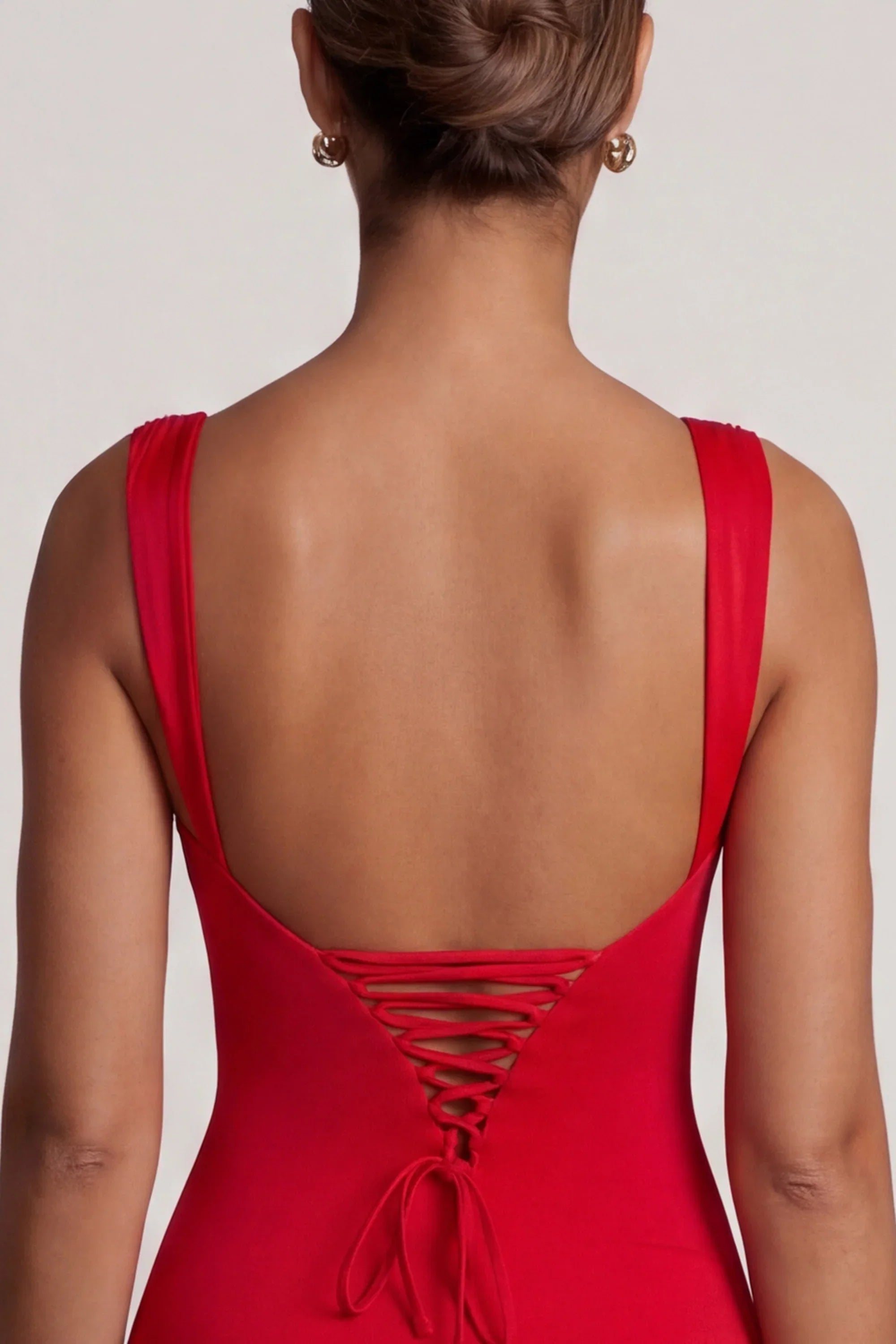 Tie Up Back Mini Dress in Red