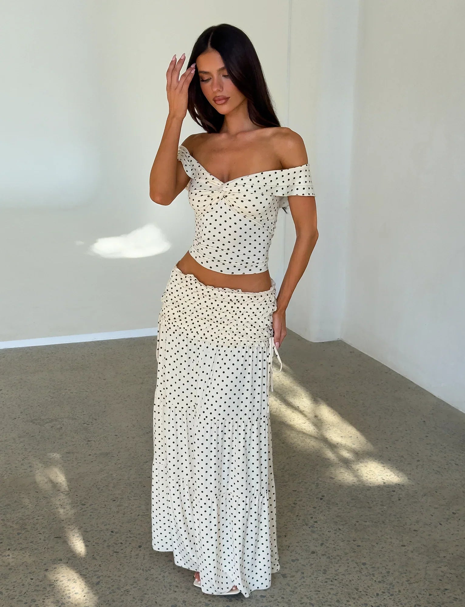 DENALI MAXI SKIRT CREAM DOT