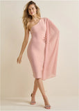 One Shoulder Bandage Dress Pink