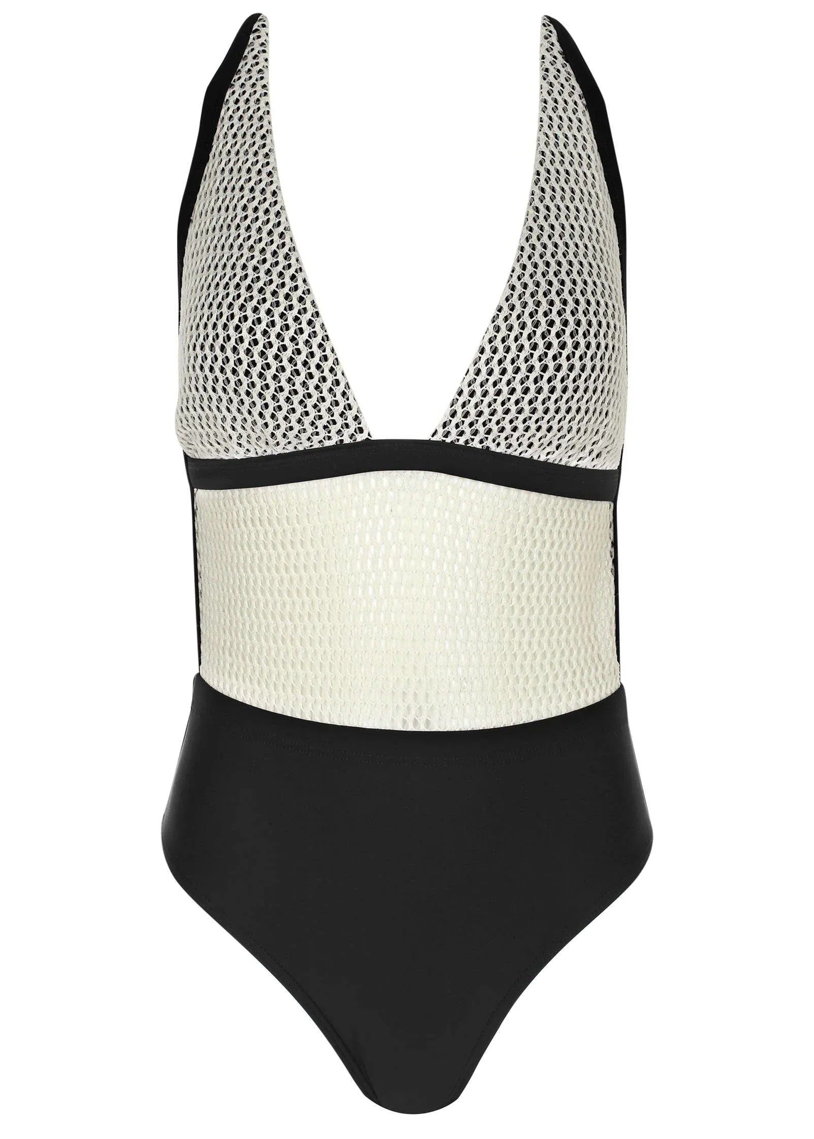 Crochet Open Back Swimsuit Cream