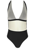 Crochet Open Back Swimsuit Cream
