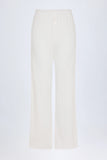 Pointelle Mid Rise Straight Leg Trousers in White