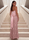 Love Me Softly Lace Bow Gown Pink