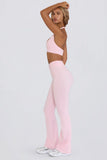 Brushed Jersey Ruched Flared Trousers in Bloom