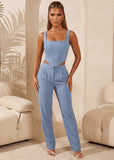 Already Over Corset Top and Trousers Two Piece Blue