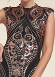 Sequin Midi Dress Black Multi