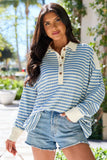 This Is The Life Blue And Ivory Stripe Oversized Henley Top