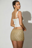 Embellished Low Rise Mini Skirt in Gold