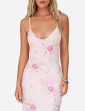 OSIRIS DRESS PINK FLORAL WATER COLOUR FLORAL