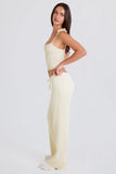 Ribbed Knit Wide Leg Joggers in Cream