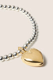 Classic Mixed Metal 3mm Bracelet w Heart
