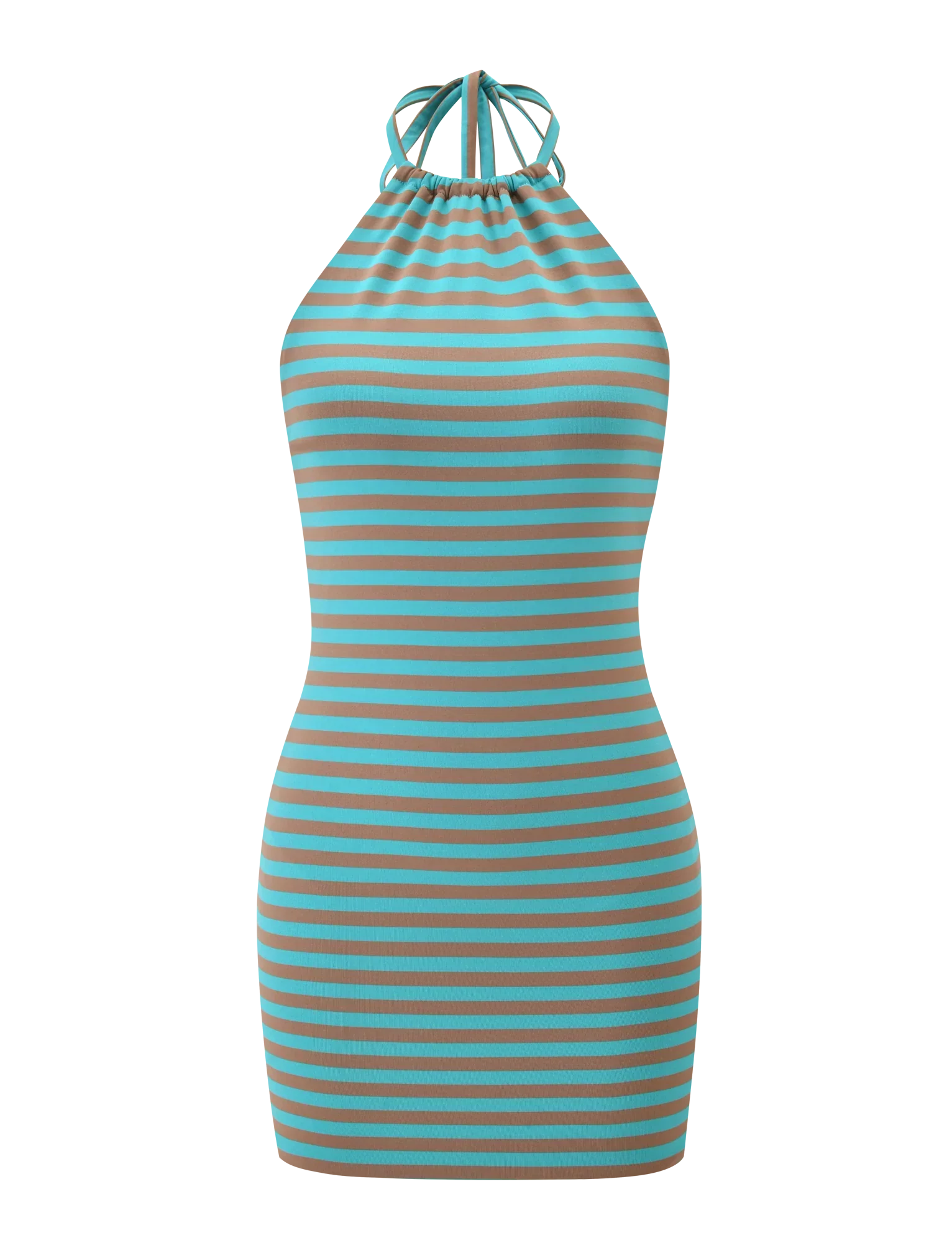 DILLON DRESS 20 MUSHROOM AQUA STRIPE