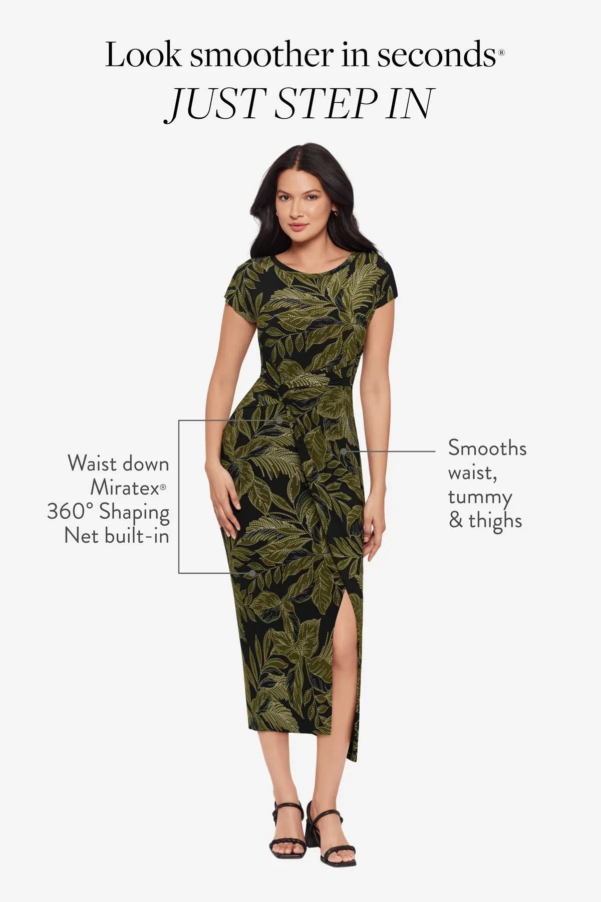 Loki Wrap Front Shaping Dress in Olive Branch