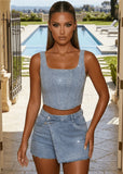 Forever Sparkle Diamante Corset Top Blue
