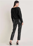 Bling Cold Shoulder Blouse Jet Black
