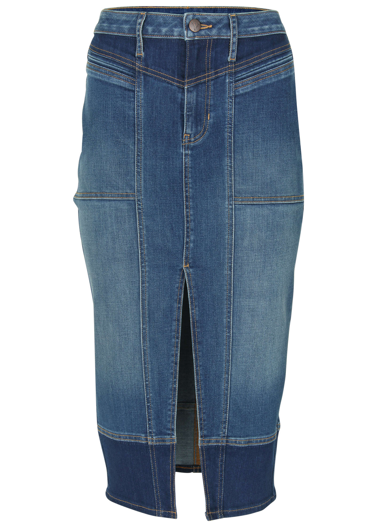 Denim Midi Skirt Medium Dark Wash