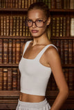 Seamless Soft Rib Square Neck Tank Top in White