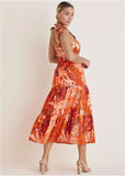 Tiered Maxi Dress Parrot Palm