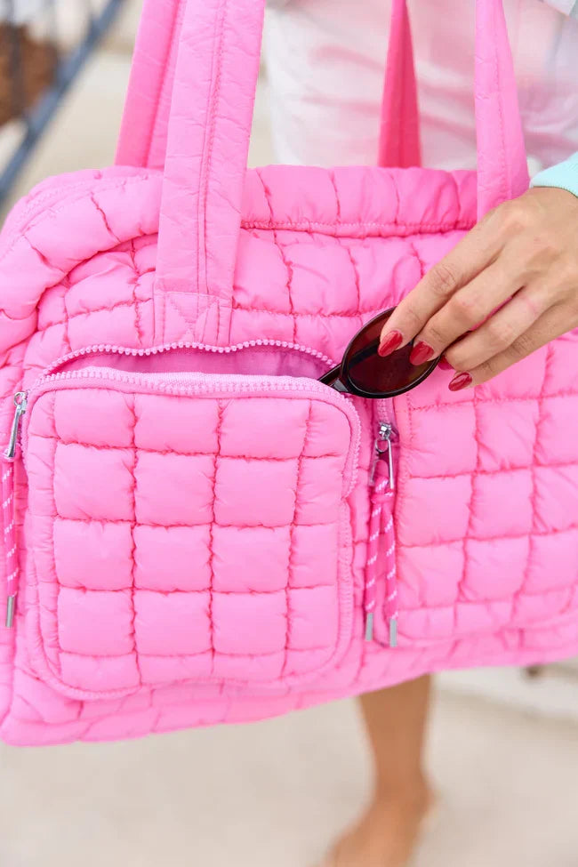 Haylie Bubble Gum Pink Quilted Weekender