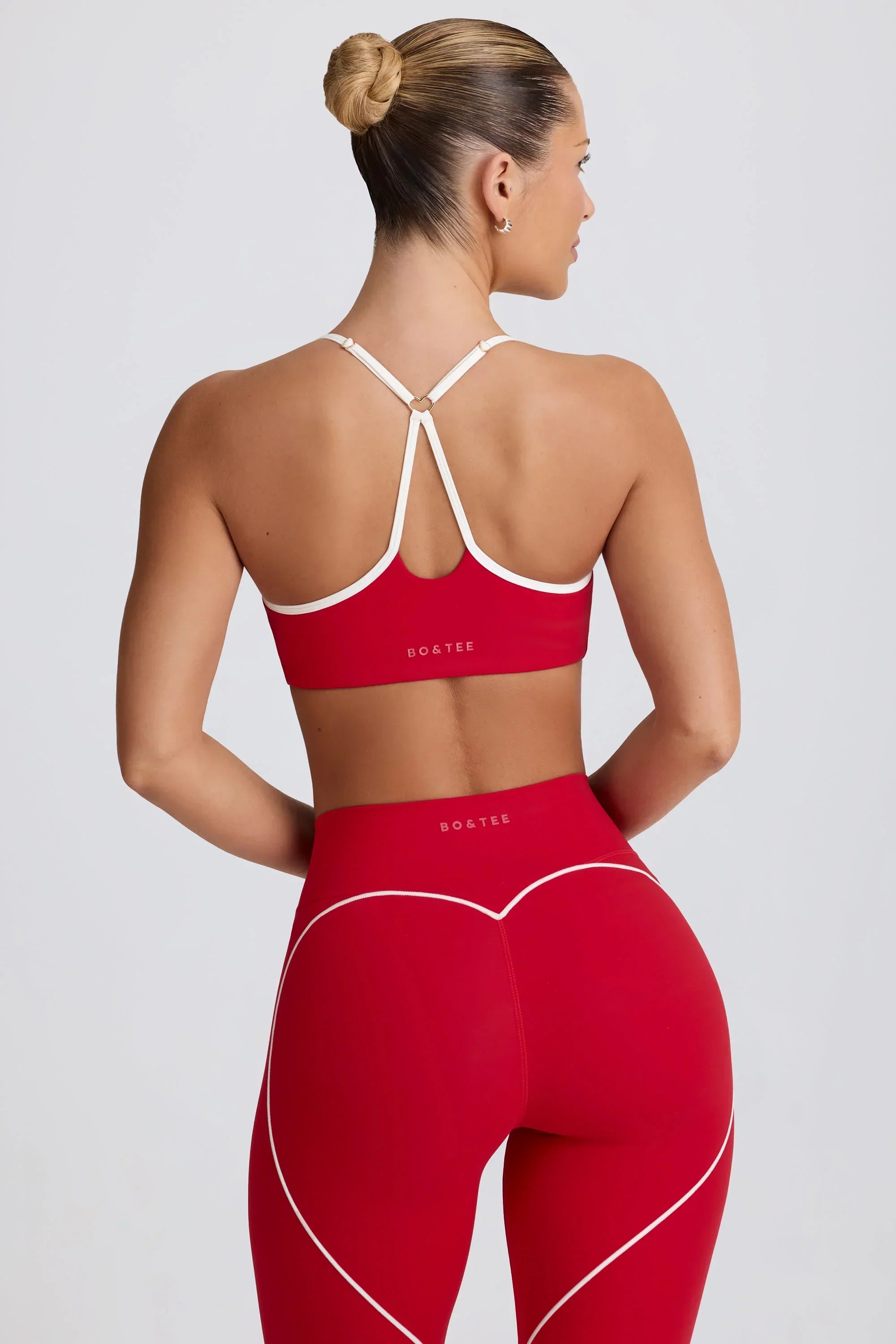 Soft Active Sweetheart Neck Sports Bra in Hot Red