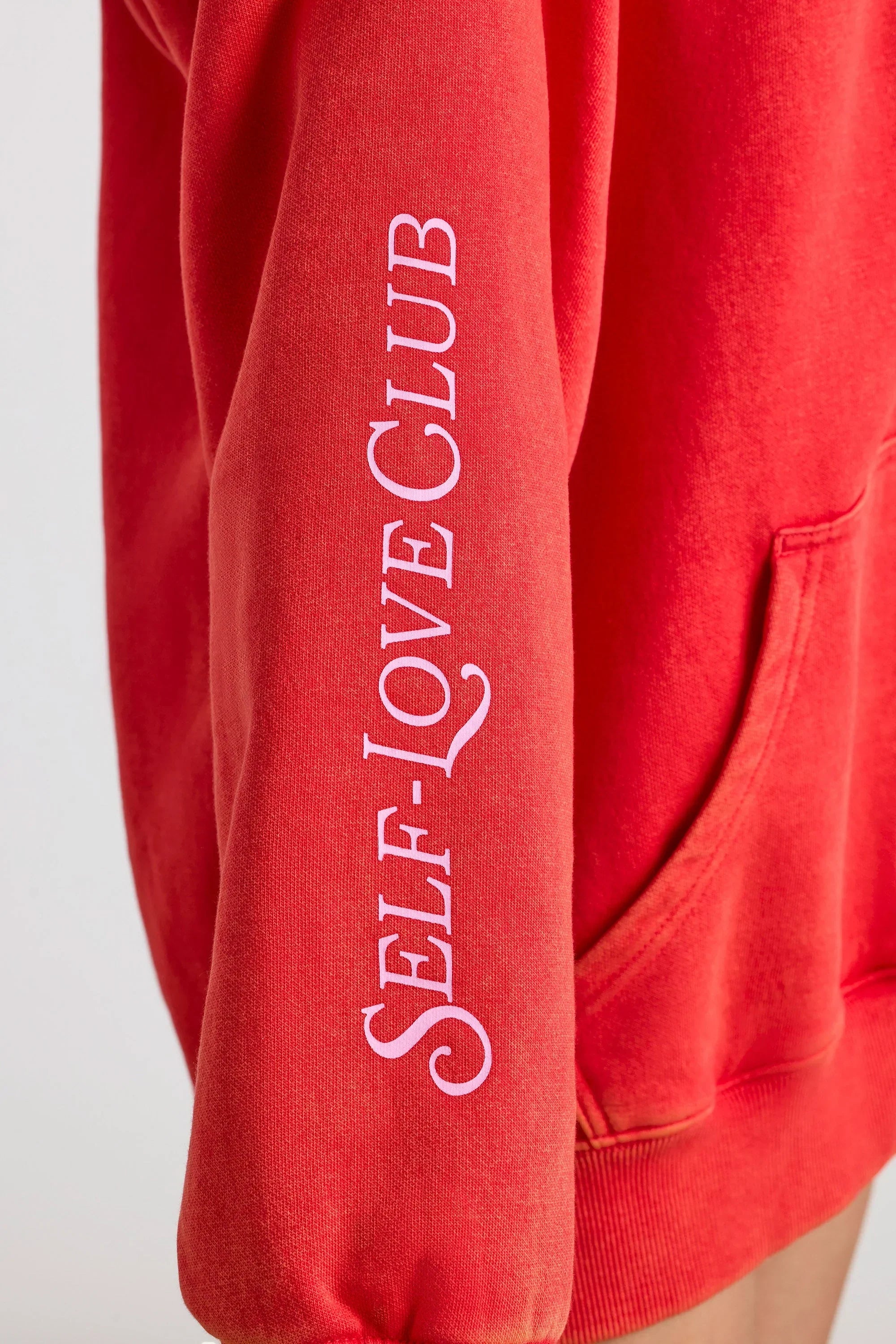 Soft Cotton Jersey Oversized Hoodie in Red