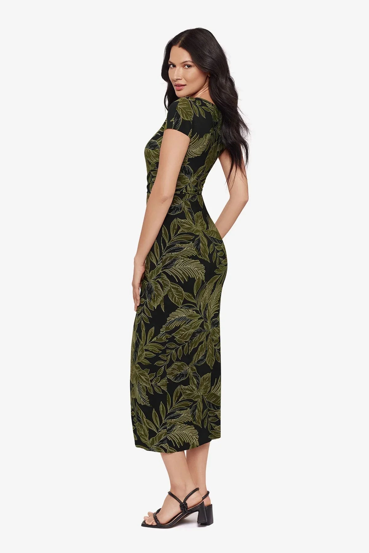 Loki Wrap Front Shaping Dress in Olive Branch