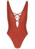 Beaded Plunging Swimsuit Cranberry