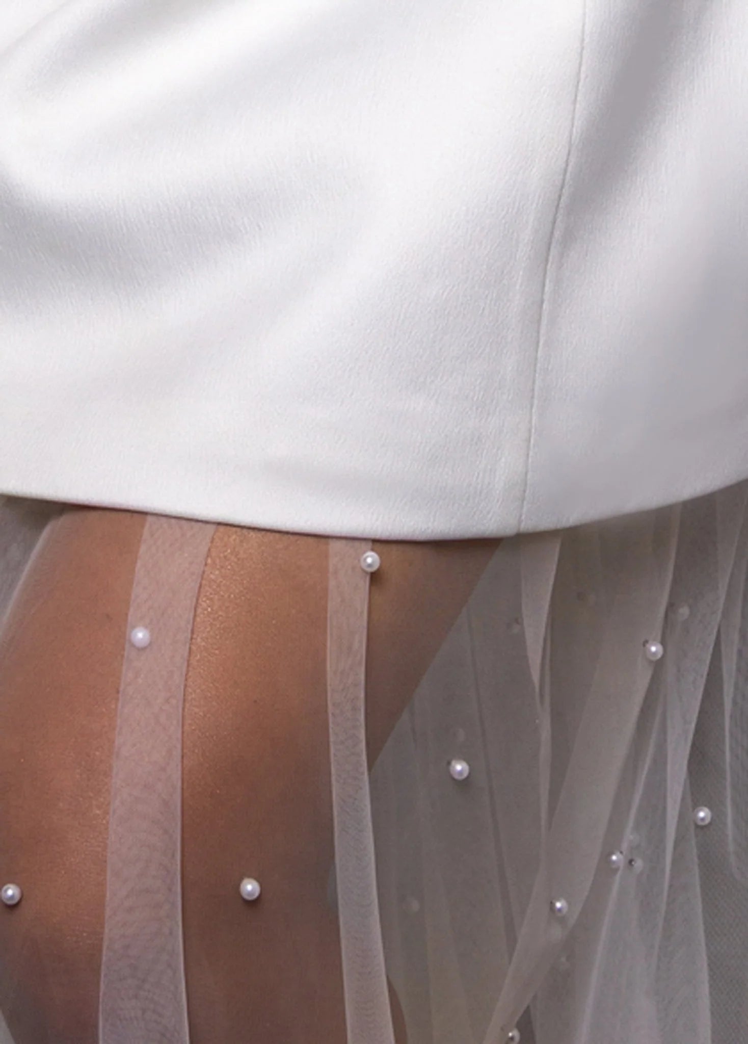 Angelic Bliss Mini Dress With Detachable Pearl Skirt White