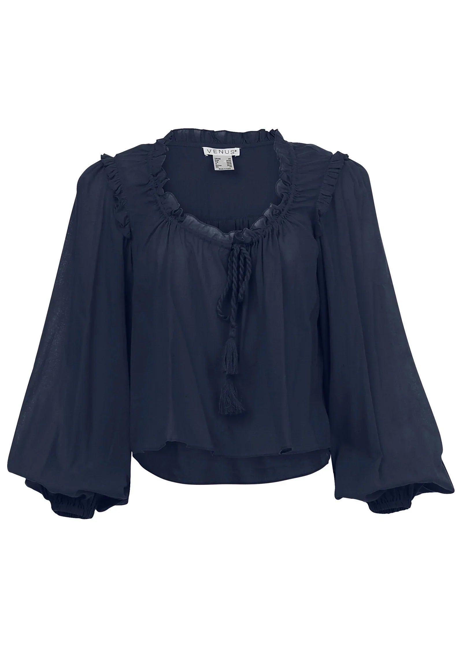 Tassel Long Sleeve Top Navy
