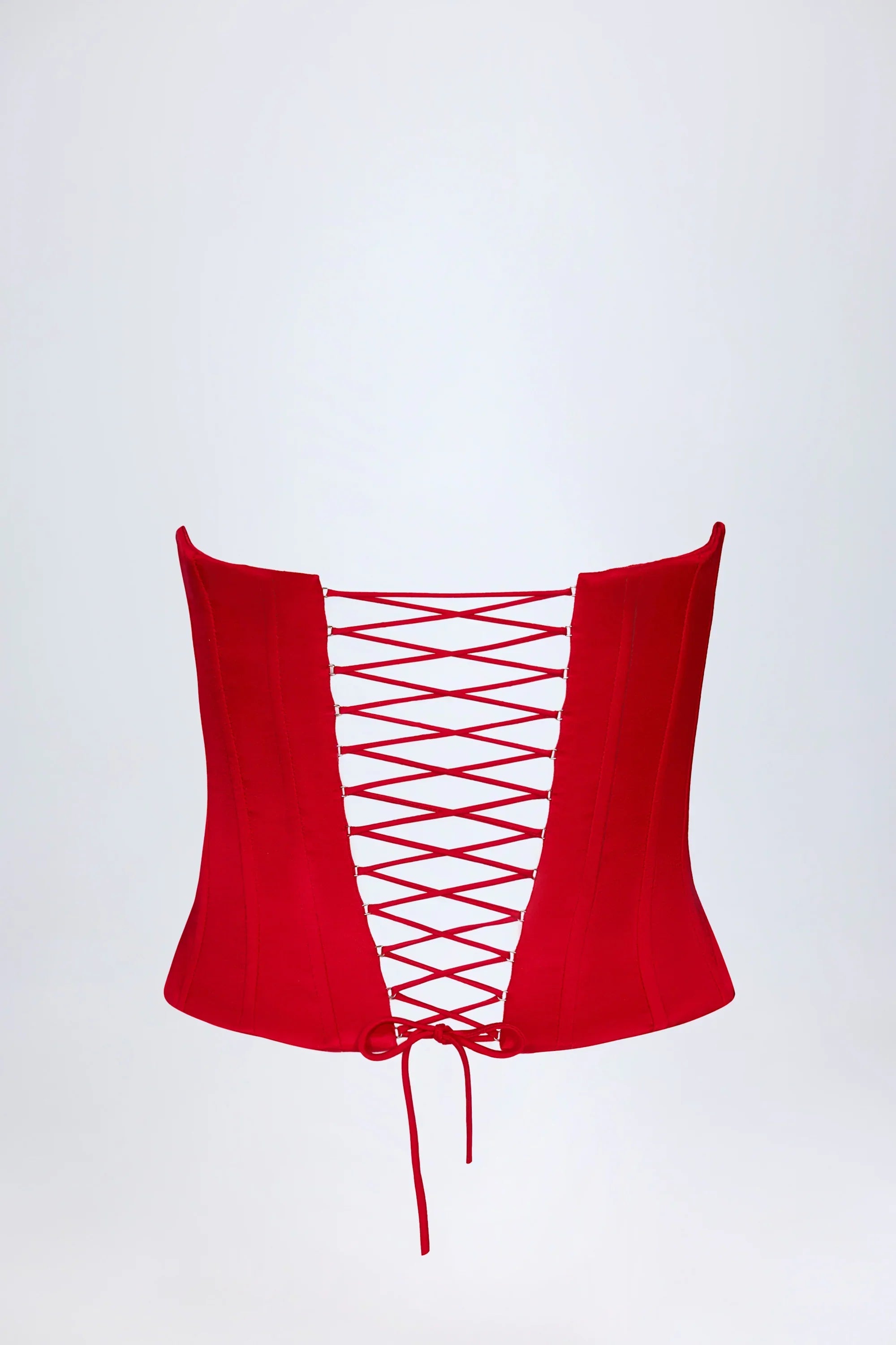 Lace Up Corset Top in Fire Red
