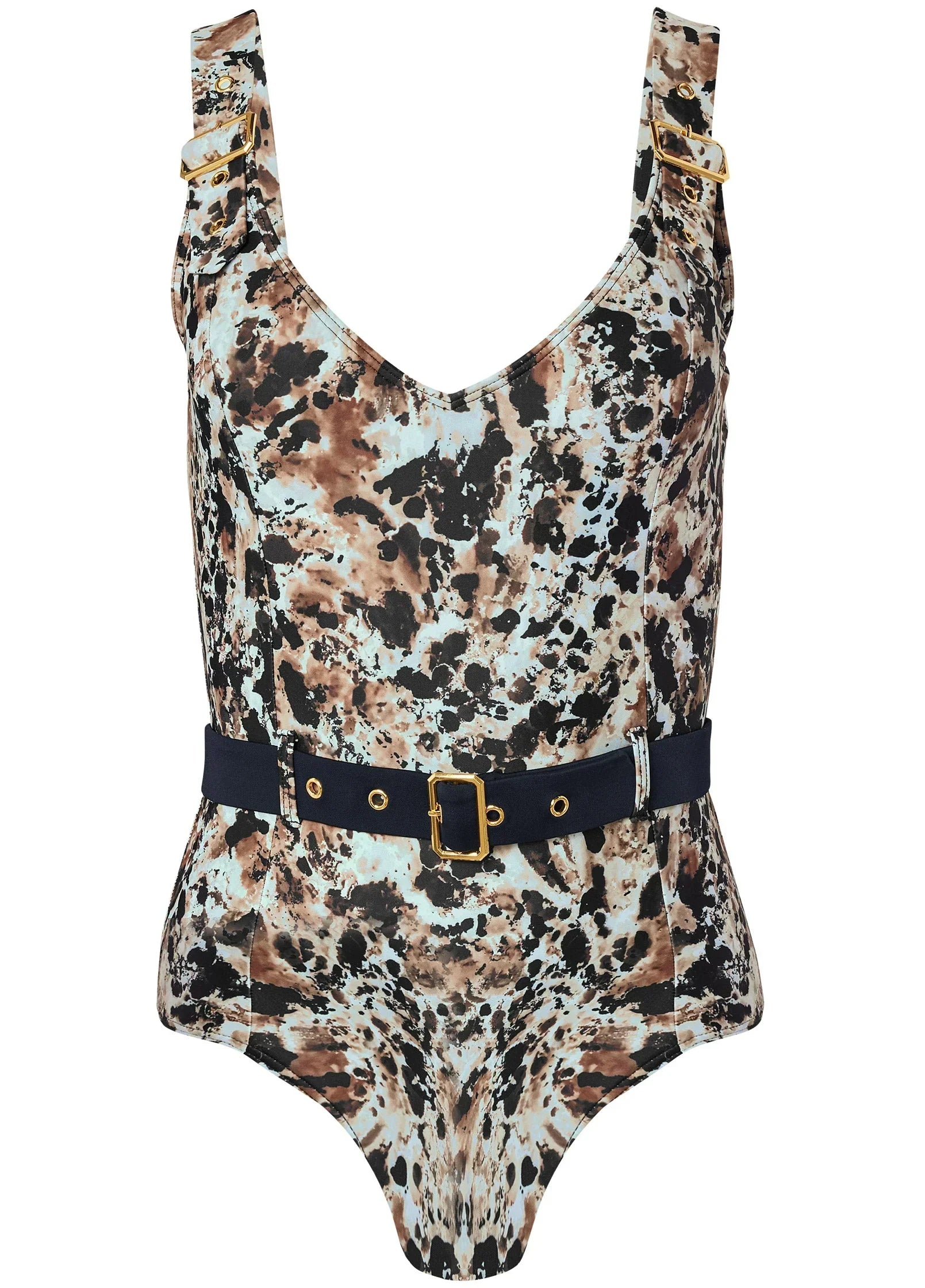 Belted Strap One Piece Tiger Eye