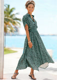 Collared Maxi Dress Green Black