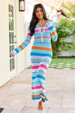 Multi Stripe Crochet Cover Up Dress