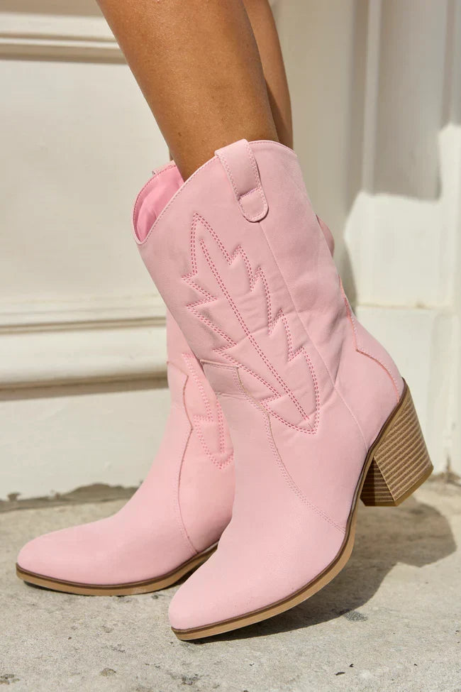 Margo Pink Midi Western Boots