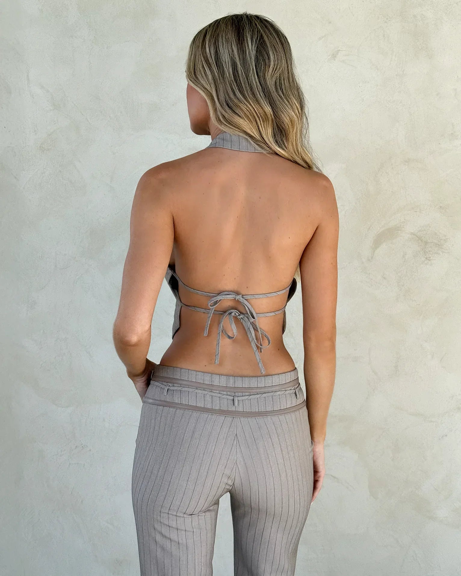 FEDRA VEST TAN PINSTRIPE
