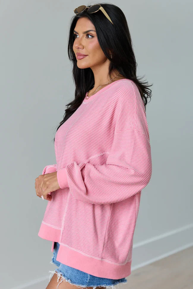 Melanie Pink Striped Pullover SALE