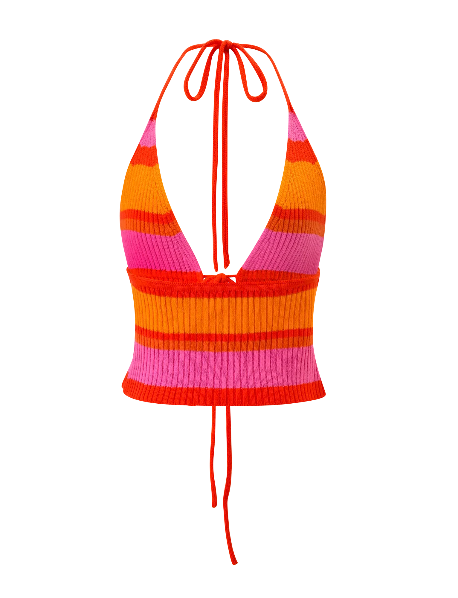 EVERLY CROCHET HALTER TOP SUNSET TROPICAL STRIPE