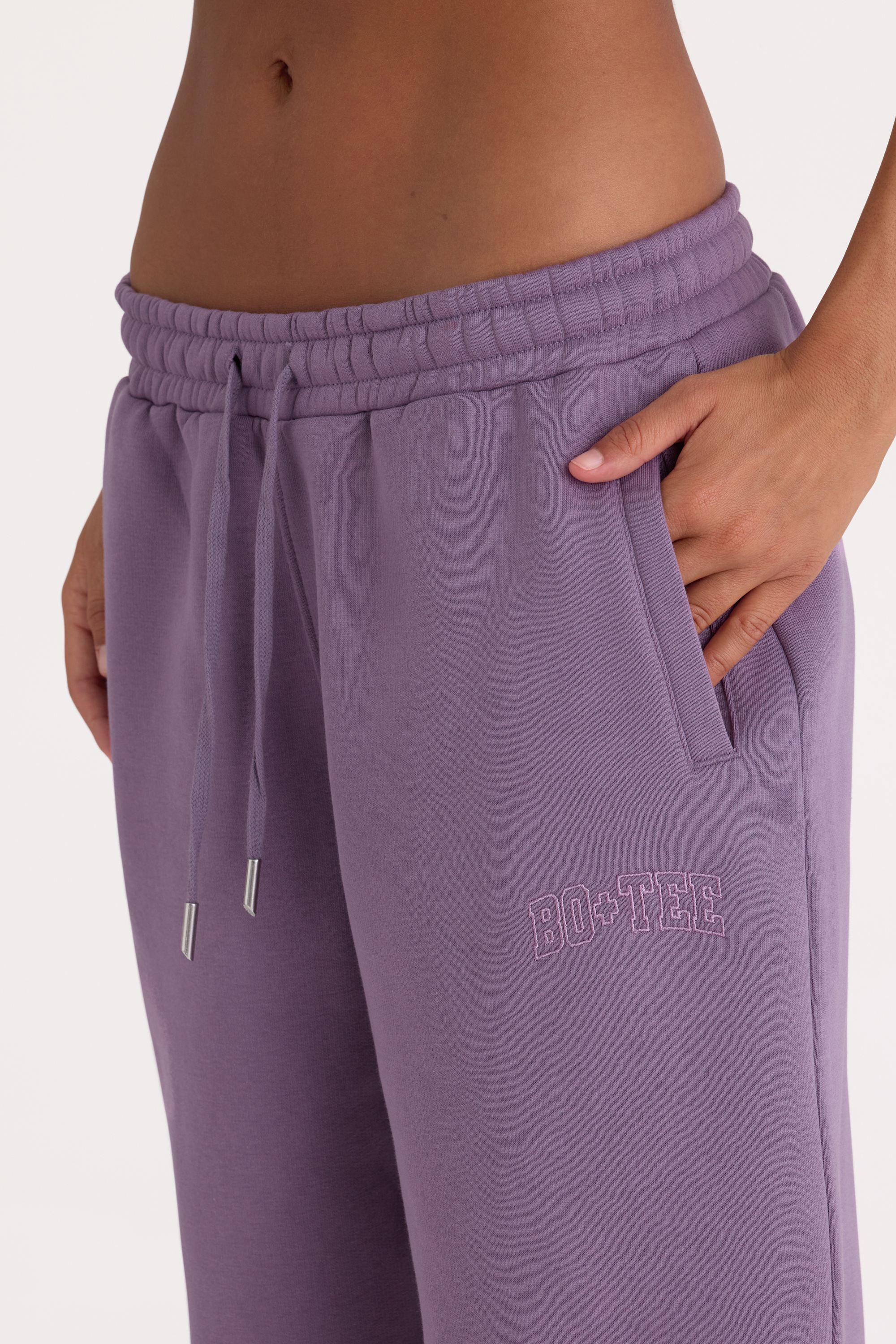Brushed Jersey Mid Rise Relaxed Joggers in Dusk