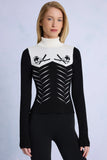 Knit Long Sleeve Fitted Top in Black