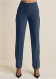 High Rise Straight Trousers Navy