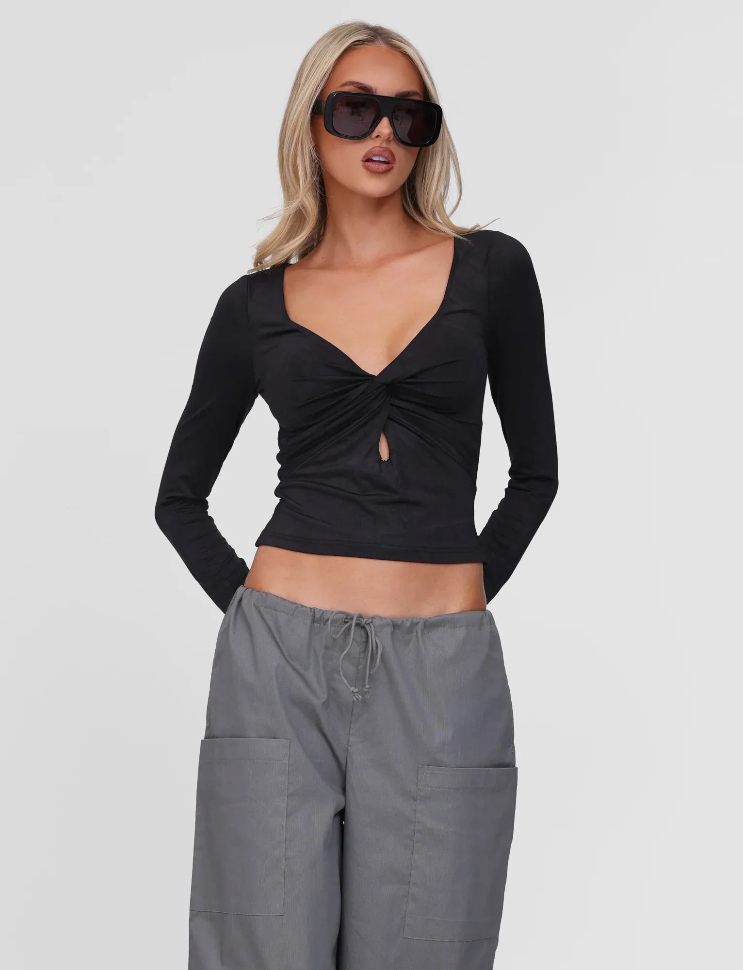 SAFFIRA LONG SLEEVE TOP BLACK