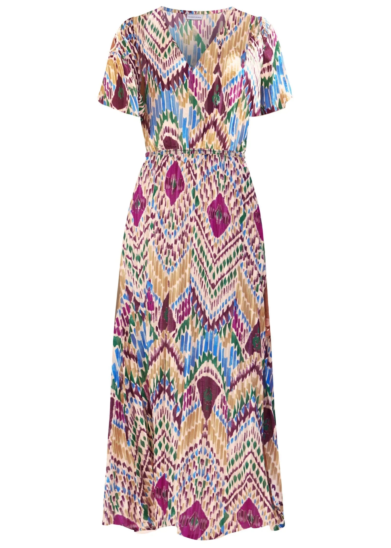 Abstract Print Maxi Dress White Multi