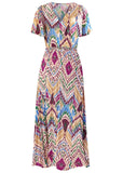 Abstract Print Maxi Dress White Multi