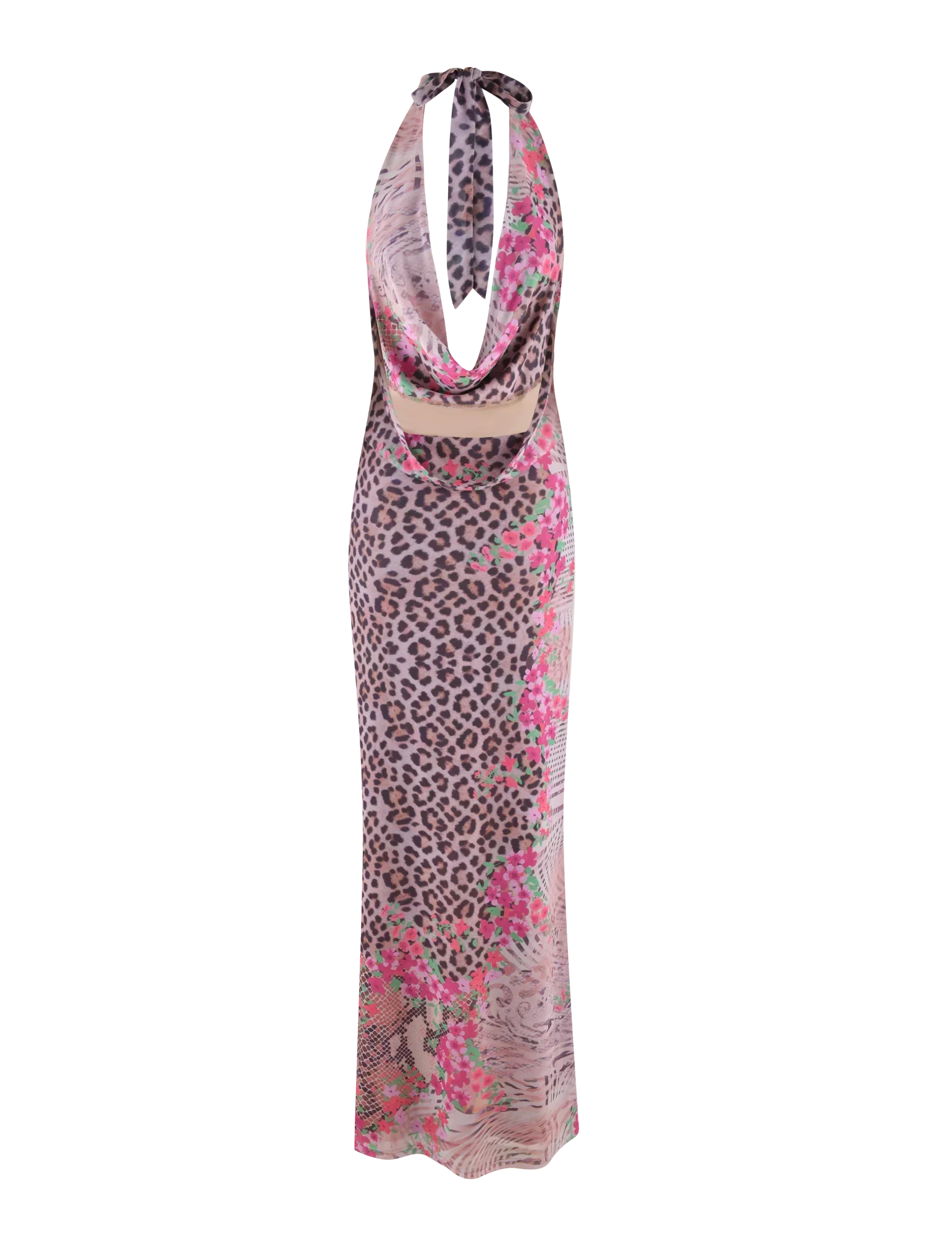 CATALINA MAXI DRESS NEUTRAL ANIMAL ANIMAL FLORAL BORDER