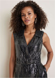 Sleeveless Sequin Jogger Jumpsuit Jet Black