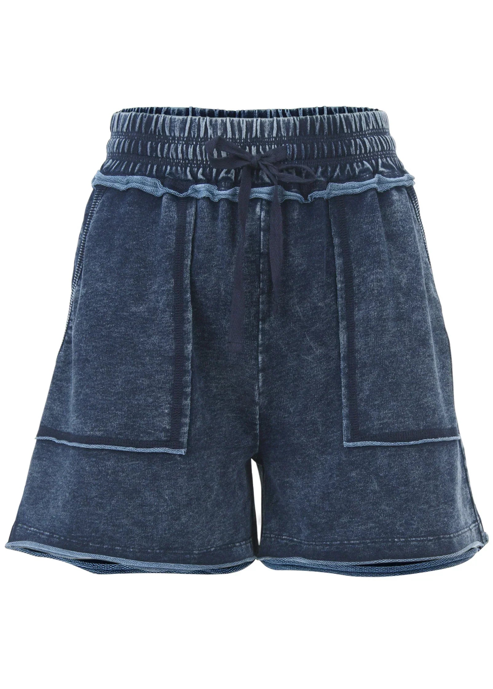 French Terry Shorts Blue Indigo Wash