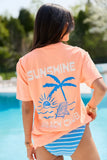 Sunshine Beach Club Neon Orange Graphic Tee