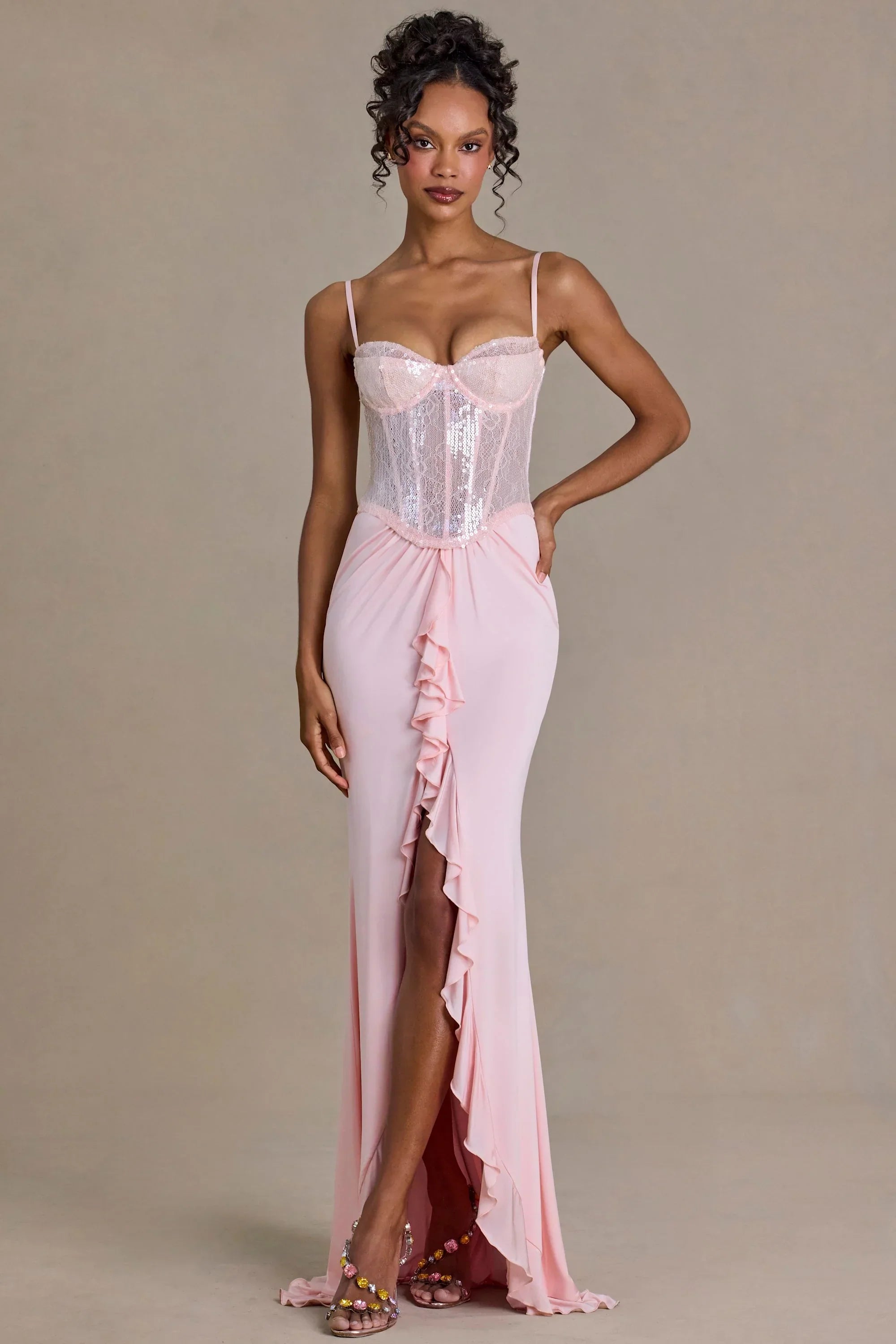 Embellished Lace Corset Gown in Blossom