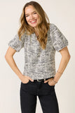 Camille Tweed Puff Sleeve Top