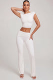Mid Rise Straight Leg Trousers in White